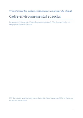 Cadre environnemental et social climat