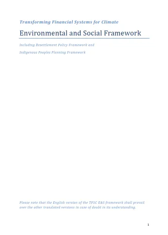 Environmental and social framework climate