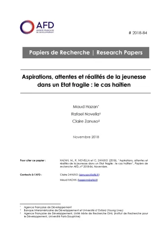 Aspirations, attentes et réalités de la jeunesse en Haïti-Hazan-Novella_couv