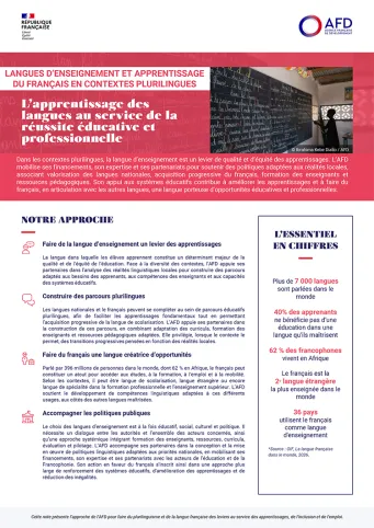 Langues d'enseignement et apprentissage du français en contextes plurilingues